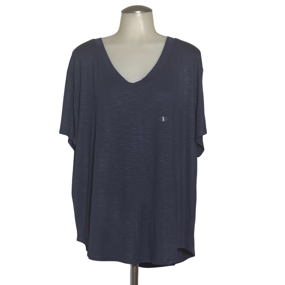 Maurices T-Shirt Women XL Navy Blue 24/7 Slub V-Neck Relaxed Fit NEW - tag Soft!